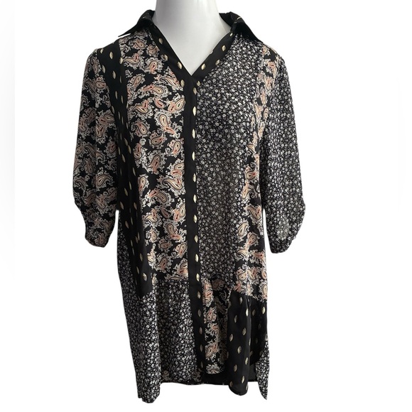 Umgee Sheer Mixed Prints Tunic Dress S - Picture 4 of 14